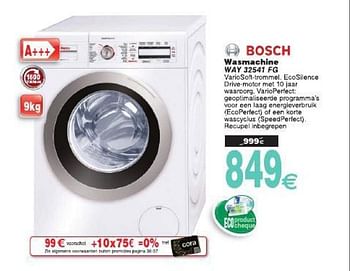 Promoties Bosch wasmachine way 32541 fg - Bosch - Geldig van 29/07/2014 tot 11/08/2014 bij Cora