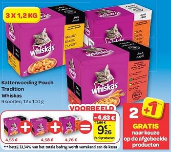 Promotions Kattenvoeding pouch tradition whiskas - Whiskas - Valide de 30/07/2014 à 11/08/2014 chez Carrefour