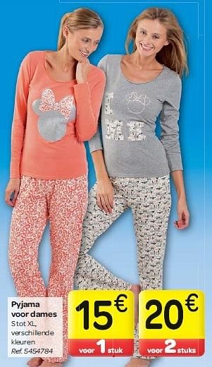 Promoties Pyjama voor dames - Huismerk - Carrefour  - Geldig van 30/07/2014 tot 11/08/2014 bij Carrefour