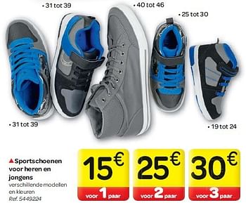 Promoties Sportschoenen voor heren en jongens - Huismerk - Carrefour  - Geldig van 30/07/2014 tot 11/08/2014 bij Carrefour