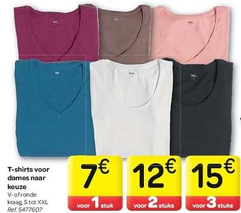 Promoties T-shirts voor dames - Huismerk - Carrefour  - Geldig van 30/07/2014 tot 11/08/2014 bij Carrefour