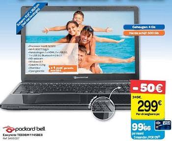 Promoties Packard bell easynote te69bm 1145be8 - Packard Bell - Geldig van 30/07/2014 tot 11/08/2014 bij Carrefour