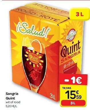 Promoties Sangria quint - Quint - Geldig van 30/07/2014 tot 11/08/2014 bij Carrefour