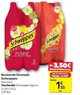 Promoties Bruisende limonade schweppes - Schweppes - Geldig van 30/07/2014 tot 11/08/2014 bij Carrefour