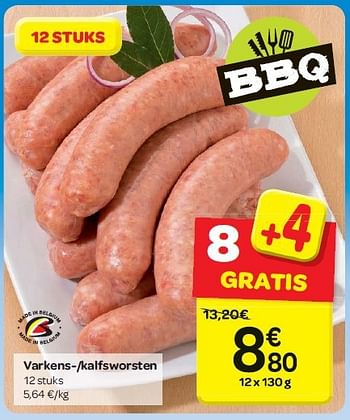 Promoties Varkens--kalfsworsten - Huismerk - Carrefour  - Geldig van 30/07/2014 tot 04/08/2014 bij Carrefour