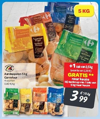 Promoties Aardappelen 5 kg carrefour - Huismerk - Carrefour  - Geldig van 30/07/2014 tot 04/08/2014 bij Carrefour