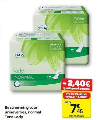 Promoties Bescherming voor urineverlies, normal tena lady - Tena - Geldig van 30/07/2014 tot 11/08/2014 bij Carrefour
