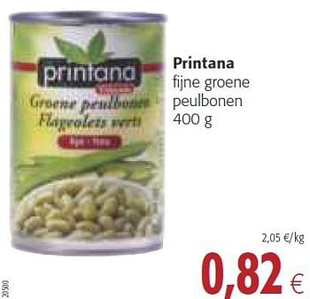 Promoties Printana fijne groene peulbonen - Printana - Geldig van 30/07/2014 tot 12/08/2014 bij Colruyt