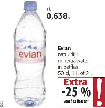 Promotions Evian natuurlijk mineraalwater in petfles - Evian - Valide de 30/07/2014 à 12/08/2014 chez Colruyt