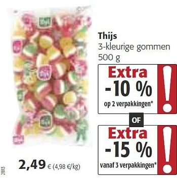 Promoties Thijs 3-kleurige gommen - Thijs - Geldig van 30/07/2014 tot 12/08/2014 bij Colruyt