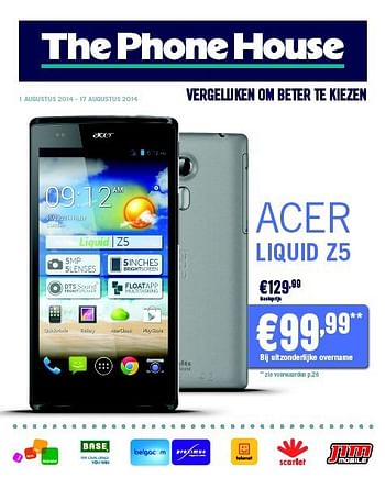 Promotions Acer liquid z5 - Acer - Valide de 01/08/2014 à 17/08/2014 chez The Phone House