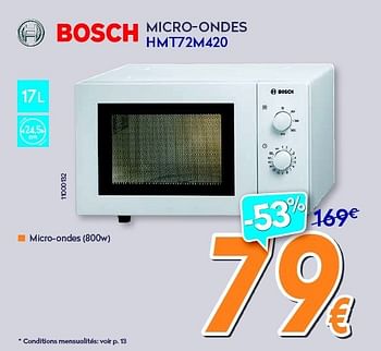 Promotions Bosch micro-ondes hmt72m420 - Bosch - Valide de 01/08/2014 à 27/08/2014 chez Krefel