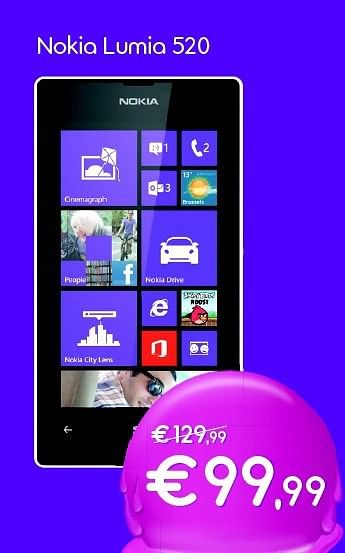 Promoties Nokia lumia 520 - Nokia - Geldig van 01/08/2014 tot 17/08/2014 bij Belgacom