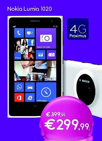 Promoties Nokia lumia 1020 - Nokia - Geldig van 01/08/2014 tot 17/08/2014 bij Belgacom