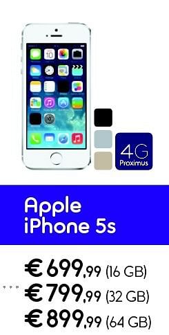 Promotions Apple iphone 5s - Apple - Valide de 01/08/2014 à 17/08/2014 chez Belgacom