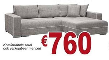 Promoties Komfortabele zetel ook verknijgbaar met bed - Huismerk - Belgica - Geldig van 01/08/2014 tot 31/08/2014 bij Belgica Meubelen