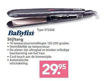 Promoties Babyliss stijltang st226e - Babyliss - Geldig van 04/08/2014 tot 17/08/2014 bij Blokker