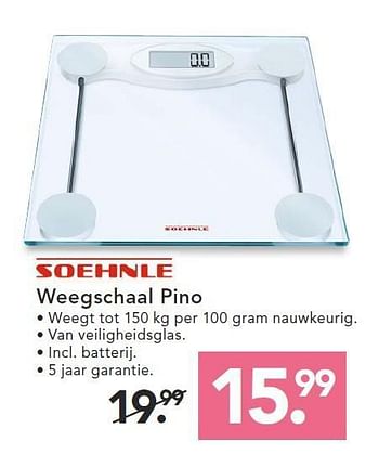 Promotions Weegschaal pino - Soehnle - Valide de 04/08/2014 à 17/08/2014 chez Blokker