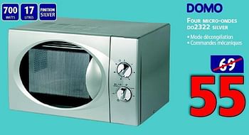 Promotions Domo four micro-ondes do2322 silver - Domo - Valide de 07/08/2014 à 27/08/2014 chez Kitchenmarket