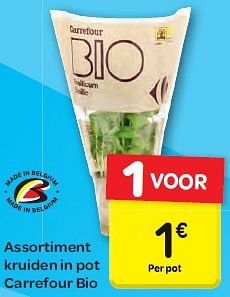 Promotions Assortiment kruiden in pot carrefour bio - Produit maison - Carrefour  - Valide de 13/08/2014 à 25/08/2014 chez Carrefour