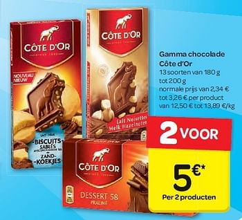 Promoties Gamma chocolade côte d`or - Cote D'Or - Geldig van 13/08/2014 tot 25/08/2014 bij Carrefour