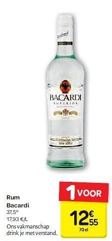 Promoties Rum bacardi - Bacardi - Geldig van 13/08/2014 tot 25/08/2014 bij Carrefour