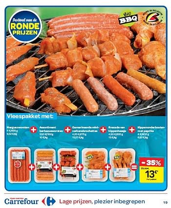 Promoties Merguezworsten+assortiment barbecueworsten+assortiment barbecueworsten+brazade van kippenhaasje+kippenonderbouten met paprika - Huismerk - Carrefour  - Geldig van 13/08/2014 tot 18/08/2014 bij Carrefour