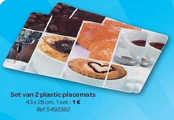 Promoties Set van 2 plastic placemats - Huismerk - Carrefour  - Geldig van 13/08/2014 tot 25/08/2014 bij Carrefour