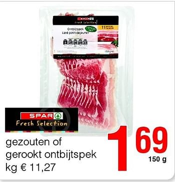 Promotions Spar gezouten of gerookt ontbijtspek - Spar - Valide de 14/08/2014 à 27/08/2014 chez Eurospar (Colruytgroup)
