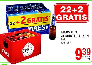 Promotions Maes pils of cristal alken - Maes - Valide de 14/08/2014 à 27/08/2014 chez Spar (Colruytgroup)