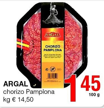 Promoties Argal chorizo pamplona - Argal - Geldig van 14/08/2014 tot 27/08/2014 bij Spar (Colruytgroup)