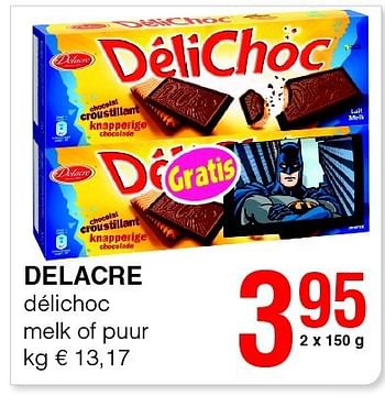 Promoties Delacre délichoc melk of puur - Delacre - Geldig van 14/08/2014 tot 27/08/2014 bij Spar (Colruytgroup)