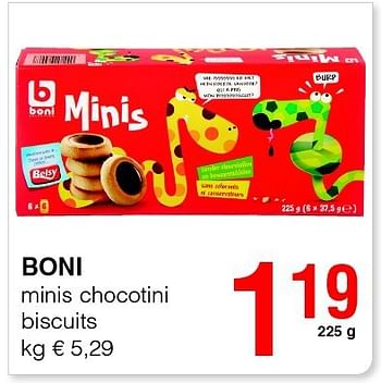 Promoties Boni minis chocotini biscuits - Boni - Geldig van 14/08/2014 tot 27/08/2014 bij Spar (Colruytgroup)