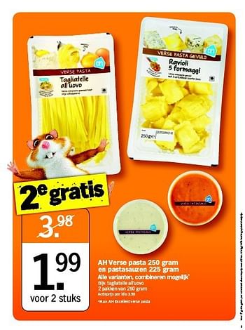 Promoties Ah verse pasta tagliatelle all`uovo - Huismerk - Albert Heijn - Geldig van 01/09/2014 tot 07/09/2014 bij Albert Heijn