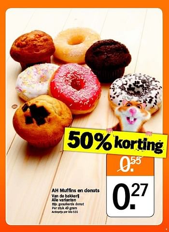 Promoties Ah muffins en donuts - Huismerk - Albert Heijn - Geldig van 01/09/2014 tot 07/09/2014 bij Albert Heijn