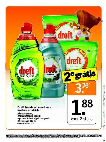 Promoties Dreft hand- en machinevaatwasmiddelen - Dreft - Geldig van 01/09/2014 tot 07/09/2014 bij Albert Heijn