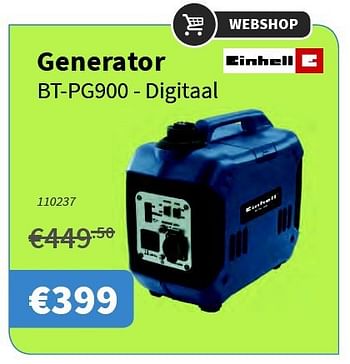 Promoties Generator bt-pg900 digitaal - Einhell - Geldig van 11/09/2014 tot 24/09/2014 bij Cevo Market