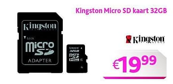 Promoties Kingston micro sd kaart 32gb - Kingston - Geldig van 21/09/2014 tot 30/09/2014 bij Connect IT