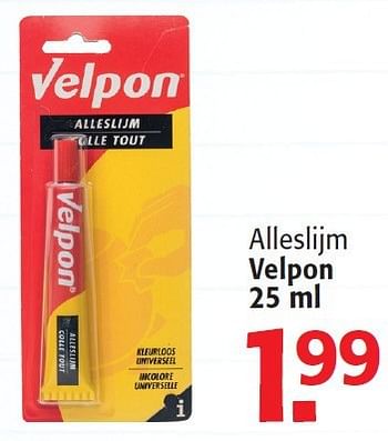 Promoties Alleslijm velpon - Velpon - Geldig van 13/08/2014 tot 26/08/2014 bij Alvo