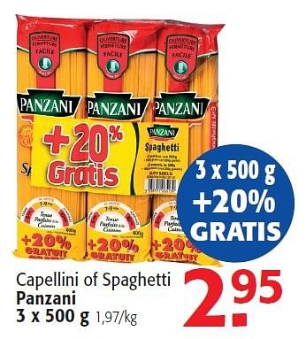 Promoties Capellini of spaghetti panzani - Panzani - Geldig van 13/08/2014 tot 26/08/2014 bij Alvo