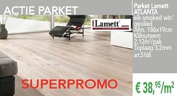Promoties Parket lamett atlanta - Lamett - Geldig van 01/07/2014 tot 31/08/2014 bij Woodtex