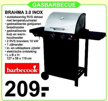 Hectare Afwijzen onder Barbecook Gasbarbecue brahma 3.0 inox - Promotie bij Van Cranenbroek