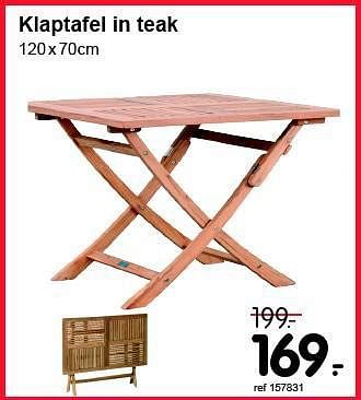Promoties Klaptafel in teak - Huismerk - Free Time - Geldig van 30/06/2014 tot 27/07/2014 bij Freetime