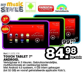Promoties Touch tablet android - My music Style - Geldig van 28/07/2014 tot 31/08/2014 bij Maxi Toys