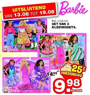 Promotions Set van 3 kledingsets - Mattel - Valide de 13/08/2014 à 19/08/2014 chez Maxi Toys