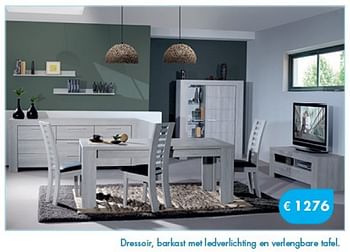 Promoties Dressoir, barkast met ledverlichting en verlengbare tafel - Huismerk - O & O Trendy Wonen - Geldig van 01/08/2014 tot 08/09/2014 bij O & O Trendy Wonen