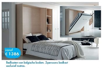 Promotions Bedkasten van belgische bodem. 2-persoons bedkast exclusief matras - Produit Maison - O & O Trendy Wonen - Valide de 01/08/2014 à 08/09/2014 chez O & O Trendy Wonen