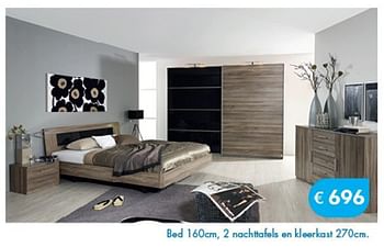 Promoties Bed, 2 nachttafels en kleerkast - Huismerk - O & O Trendy Wonen - Geldig van 01/08/2014 tot 08/09/2014 bij O & O Trendy Wonen
