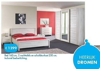 Promoties Bed, 2 nachttafels en schuifdeurkast - Huismerk - O & O Trendy Wonen - Geldig van 01/08/2014 tot 08/09/2014 bij O & O Trendy Wonen