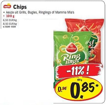 Promoties Chips - Smiths - Geldig van 04/08/2014 tot 09/08/2014 bij Lidl